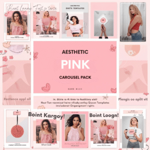 “Aesthetic Pink Instagram Carousel Pack | 100 Templates With PLR & MRR Rights