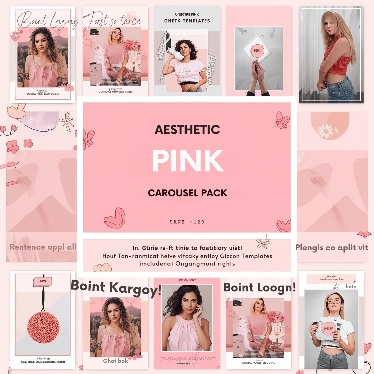 “Aesthetic Pink Instagram Carousel Pack | 100 Templates With PLR & MRR Rights - Image 4