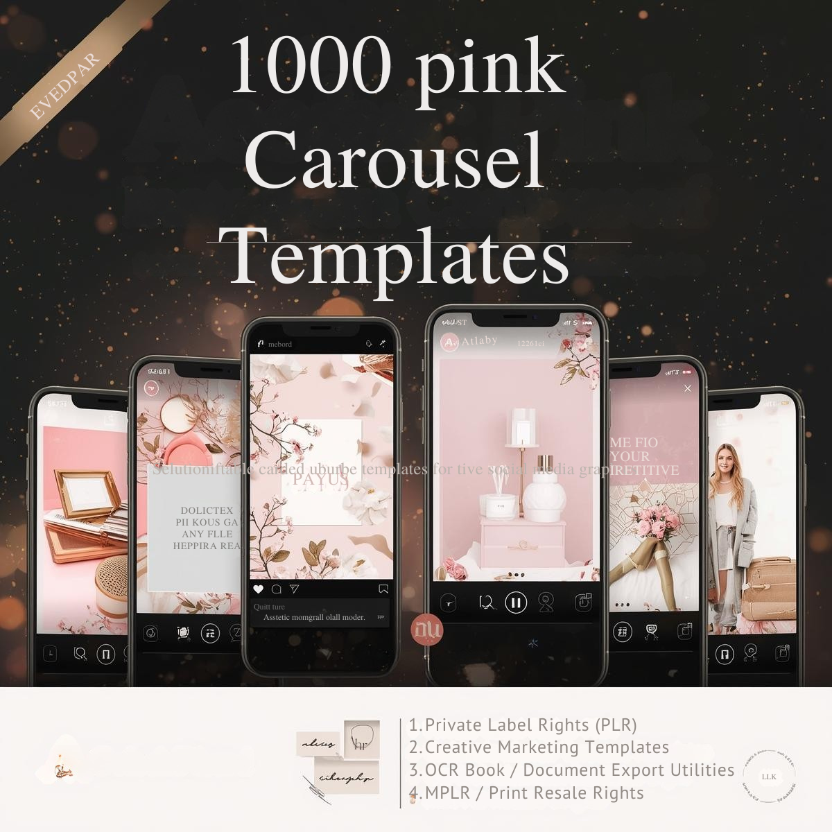 “Aesthetic Pink Instagram Carousel Pack | 100 Templates With PLR & MRR Rights
